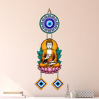 Artvibes Buddha Lotus Meditation Wall Hanging with Evil Eye Charms | Spiritual Decor for Yoga & Prayer Spaces | Decorative Wooden Hanging Ornament for Living Room | Positive Energy Wall Art (WH_8598N)