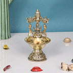 ARTVARKO Brass Tirupati Balaji with Goddess Lakshmi Diya Oil Lamp 5.5 inch