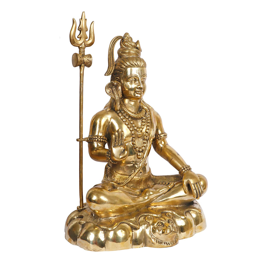 ARTVARKO Brass Lord Shiva Shankar Shiv Statue Bhole Nath Bhagwan Big Murti Office Home Decor Showpiece Statue Size 18 Inches