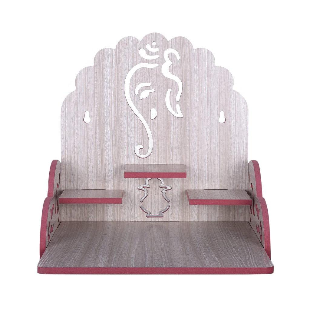 Lyrics Creation Fully Handmade Beautiful Wooden Home and Office Temple/Pooja Mandir(28 x 28 x 26 cm) (White 3)