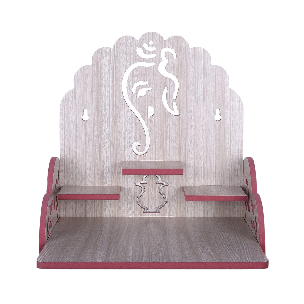 Lyrics Creation Fully Handmade Beautiful Wooden Home and Office Temple/Pooja Mandir(28 x 28 x 26 cm) (White 3)