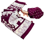 BRAHMAKHODAL Crepe Silk Saree Beautiful Ajrakh Kalamkari Print Design With Blouse Piece (Wine11)