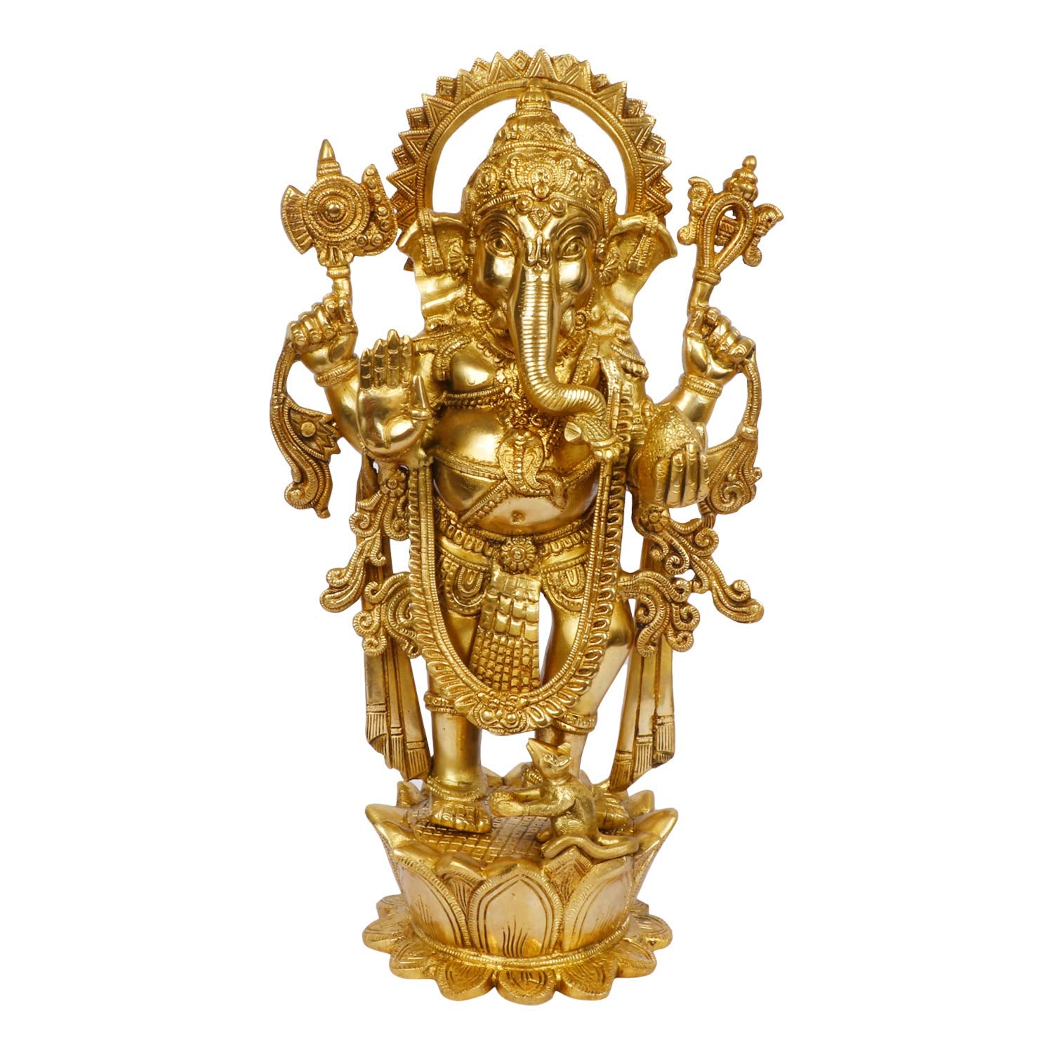 SVARUP Brass Ganesha Idol for Home Decoration Ganpati Statue Murti for Gift Height 16 Inch Weight 8 Kg Color Gold