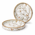 Dreams n Decor Round Wooden Serving Tray Set of 2 | MDF Decorative Trays for Center Table & Dining | Golden Hummingbird Print (7 & 9) | Perfect for Tea, Coffee, Snacks & Housewarming Gifts