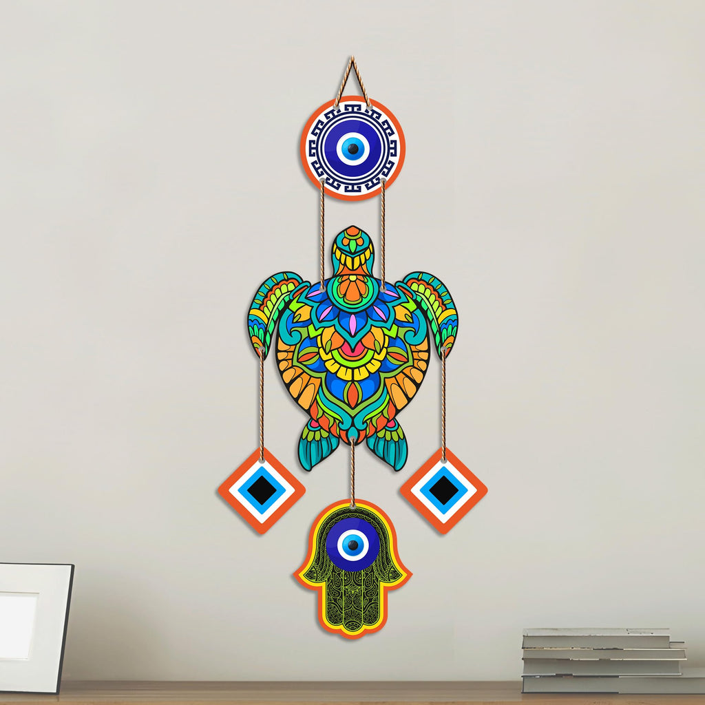 Artvibes Sea Turtle Evil Eye Wall Hanging for Home Entrance | Nazar Protection MDF Wall Decor | Lucky Vastu Art for Living Room | Bedroom | Balcony | Office & Hallway | Housewarming Gift (WH_8545N)