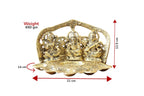 Kridaykraft Metal Laxmi Ganesha Saraswati Idol with 5 Oil Lamp Diya - Religious Murti for Home Decor, Puja, and Diwali Gifting (21 cm, 650g, Antique Gold Finish)
