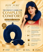 Vissco Tra-Well Ergonomic Memory Foam Neck Pillow with Gel Eye Mask Travel Neck Pillow for Sleeping Cervical & Orthopedic Support Contoured Design for Men & Women