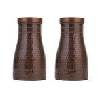 Tambra Copper Bedroom Jar with Inbuilt Glass | Rarity Hammered Design | Handcrafted, Leakproof, Jointless | Ayurvedic Benefits, Antioxidant Properties | 1200 ml (Pack of 2)
