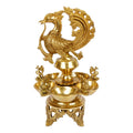 Svarup 12 Inch Gold Color Brass Peacock Diya: Perfect for Home Temple Aarti, Camphor Burn, and Table Mandir