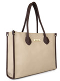 LEGAL BRIBE Womens Textured Shoulder Tote Bag (Beige)