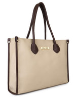 LEGAL BRIBE Womens Textured Shoulder Tote Bag (Beige)