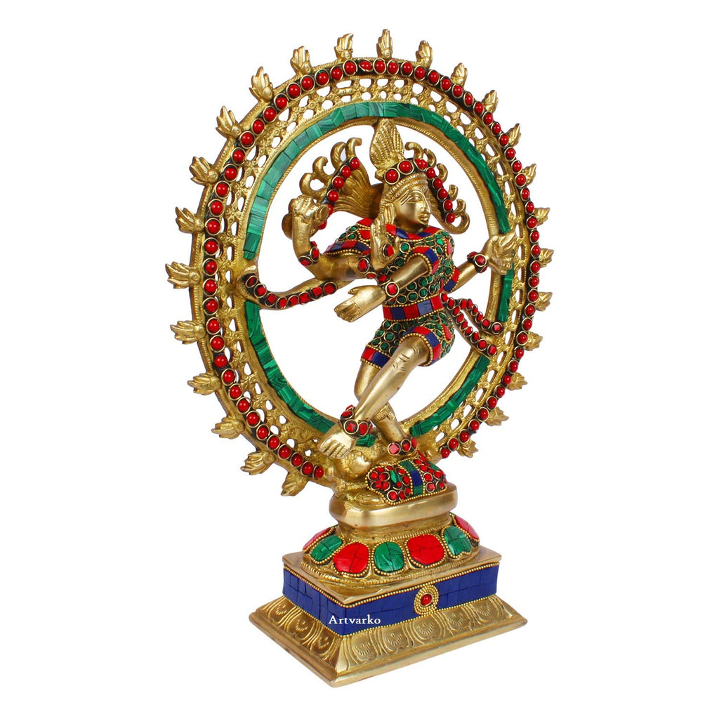 ARTVARKO Brass Natraj Idol Murti Natraja Bhagwan Large Shiva Dancing Statue Home Decor Mandir Temple Vastu Showpiece for Gift Height 13.5 Inches
