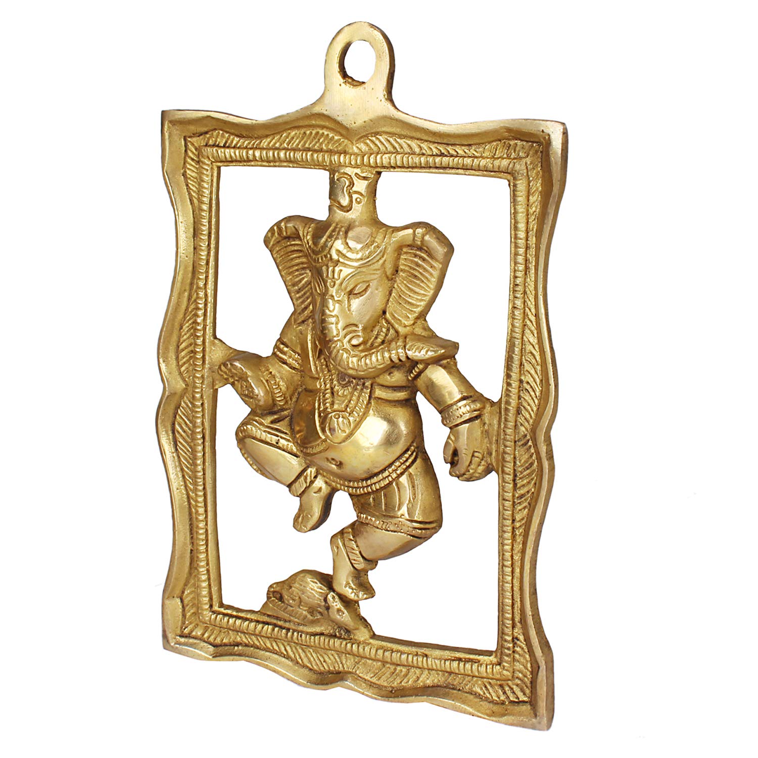 SVARUP Brass Ganesh Wall Hanging Ganesha Idol in Gold Color Height 9 Inch