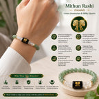 A&S Ventures Mithun Rashi Zodiac Bracelet | Green Aventurine & Milky Quartz Natural Stone Handband | Gemini Horoscope Bracelet Handmade Gemstone Jewelry for Daily Wear