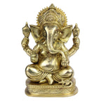 ARTVARKO Brass Lord Ganesha Murti in Blessing Posture Sitting with Modak Big Ganesh Bhagwan Idol Ganpati Metal Statue (Gold 11 Inch 6.6 Kg)