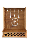 EXPRO Wooden Wall Mounted Pooja Mandir for Home & Office, Wooden Temple for Home Decor Hanging Pooja Stand for Idols | DIY (Do-It-Yourself) (Height 41 | OM Design 4)