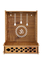 EXPRO Wooden Wall Mounted Pooja Mandir for Home & Office, Wooden Temple for Home Decor Hanging Pooja Stand for Idols | DIY (Do-It-Yourself) (Height 41 | OM Design 4)