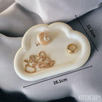 Kitty Cat® Handmade Concrete Cloud Trinket Tray | Jewelry, Makeup & Table Organizer | White Off-White Home Decor | Candle Tray | Multipurpose 16.1×11.3cm (Cloud)