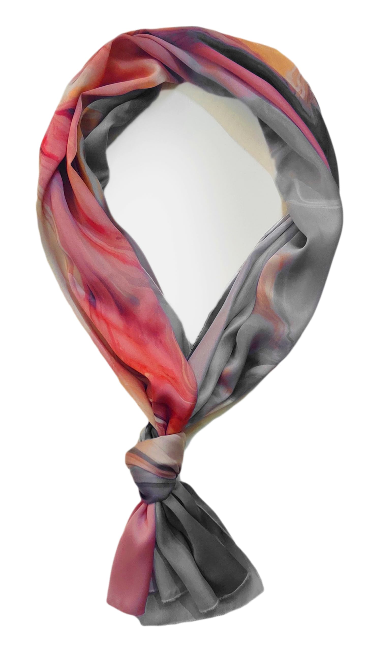 ONE ECHELON Satin Silk Ombre Long Scarf for Female Lightweight Fashion Scarves in Print Floral Pattern (Midnight Glaze), Multicolor