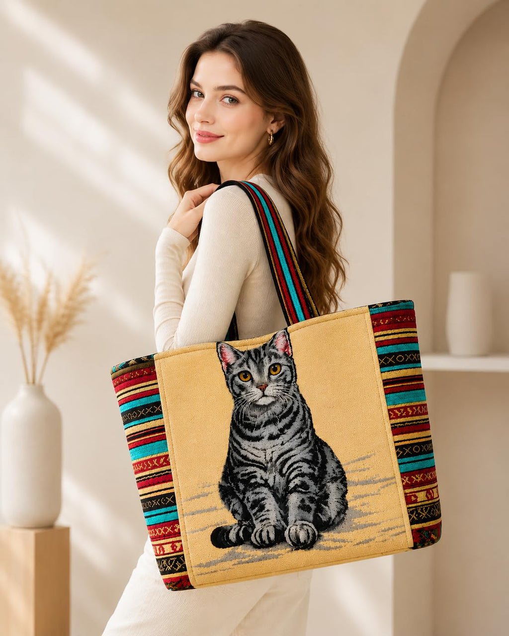 CULT FACTORY Printed Office Tote Bag for Woman Big Size Hand Bags for Women Stylish Ladies Purse (Grey)