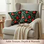 STITCHNEST 'Little Meadow Series' Tassled Cushion Cover | Set of 2 | Floral Cushion Cover 16 inch x 16 inch