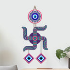 Artvibes Swastik Evil Eye Wall Hanging for Home Entrance Door Decor | Sacred Hindu Swastik Symbol with Nazar Battu Protection for Positive Energy | Good Luck | Vastu & Spiritual Wall Art (WH_85108N)