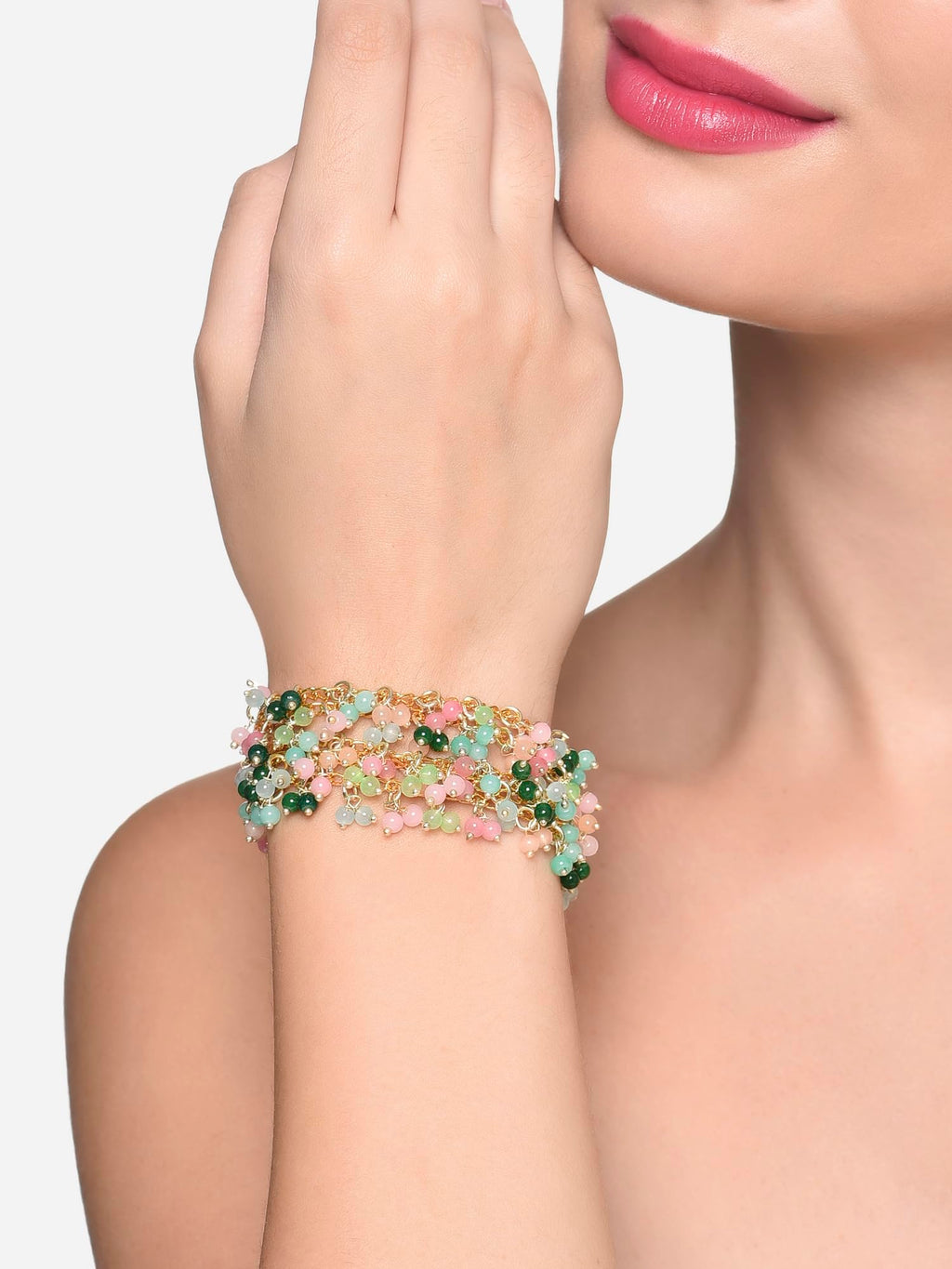 ZAVERI PEARLS Multi Colour Multistrand Beaded Cluster Ethnic Bracelet For Women-ZPFK16493