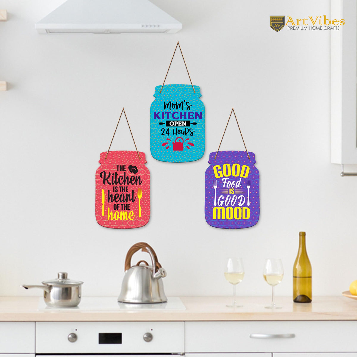Artvibes Mom's Kitchen Quotes Wall Hanger for Home Decor | Gifts | Wall Art | Decoration Wooden Hanging Items | Kitchen Wood Design | Quotes Decor Items | Decorative Artworks (WH_8905N)