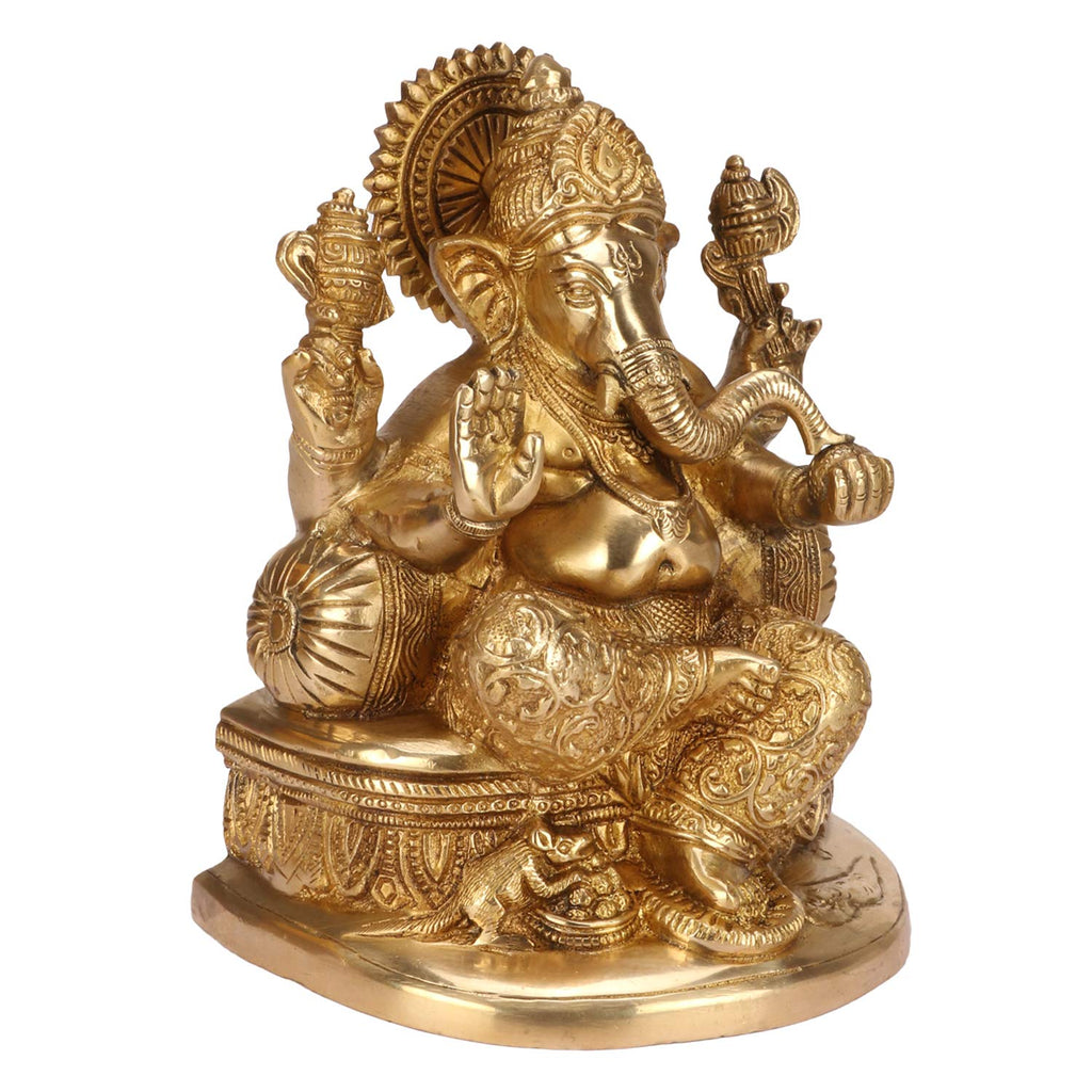 ARTVARKO Brass Ganesha Statue Ganesh Idol for Home Décor Living Room Office Year Gifts God Ganpati Vastu Murti Showpiece Religious Temple 7.5
