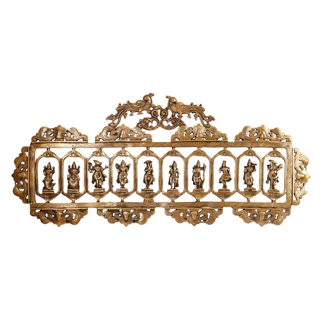 ARTVARKO Pure Brass Dashavatara Dasavatharam of Lord Vishnu Statues Ten Incarnations Avatars Wall Hangings Idol Murti Home Puja Temple Gifts 33.5 Inches