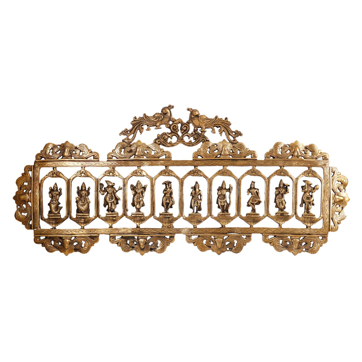 ARTVARKO Pure Brass Dashavatara Dasavatharam of Lord Vishnu Statues Ten Incarnations Avatars Wall Hangings Idol Murti Home Puja Temple Gifts 33.5 Inches