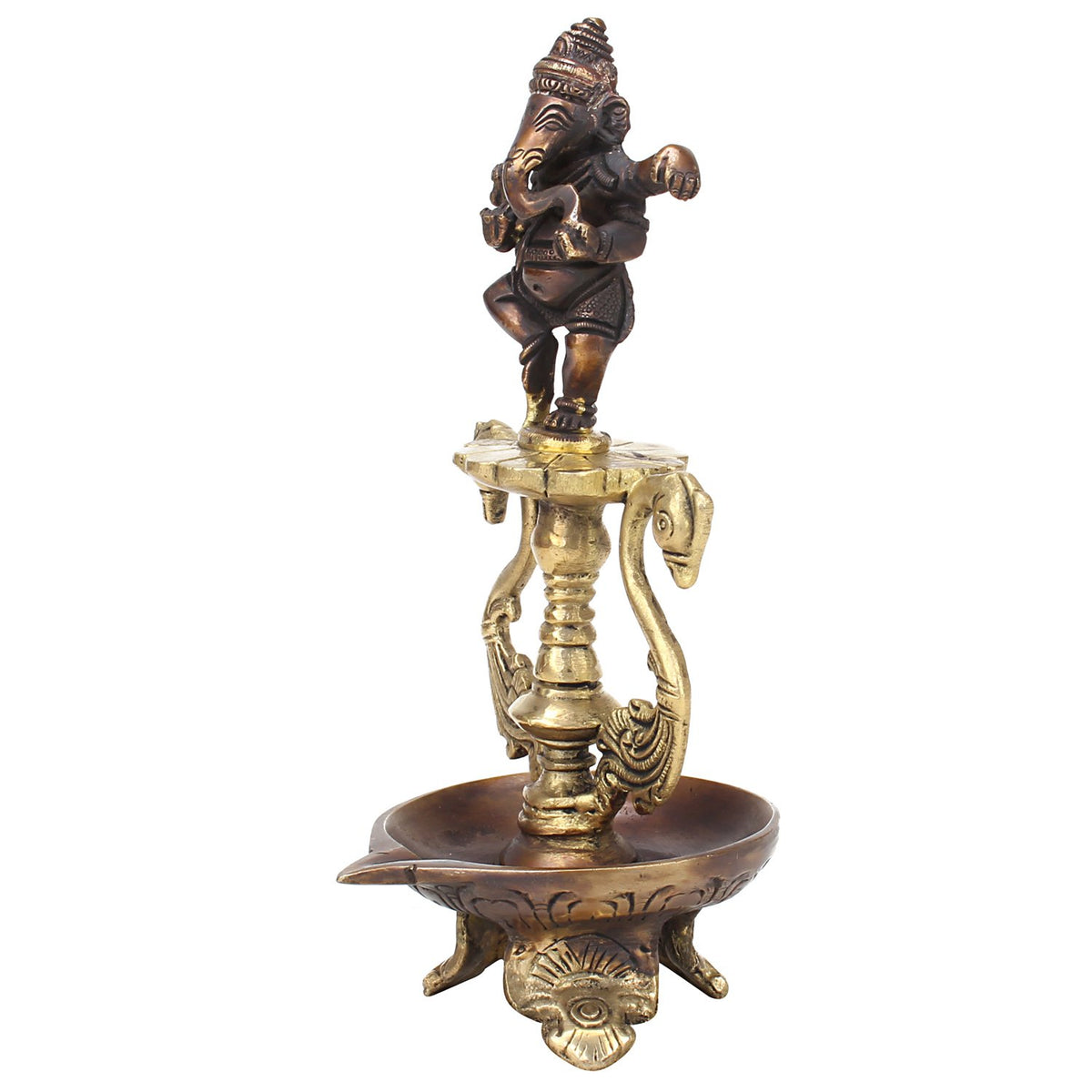 Artvarko Brass Metal Ganesh Statue God Ganpati Idol Oil Lamp Diya Handmade Home Decor for Puja Decorative Diwali Deepak Weeding Gift Mandir