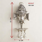 KridayKraft Aluminium Antique Look Statue/Idol Ganesh Wall Hanging with Diya's and Bells,Weight - 180 GMS