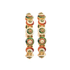 Jewar Mandi Bangle Set Traditional Indian Peacock Design Multicolor Handmade Enamel Work Meenakari Bracelets Gold-Plated 2 Piece Kada Ad Cz Multi-Stones Jewelry (Meenakari Work-2, 2.4)