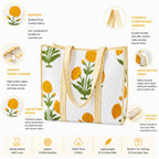 MOMISY Handmade Quilted Cotton Tote Bag for Women Reusable Shopping & Travel Bag Floral Block Print Shoulder Handbag Lightweight Daily Carry Bag (Marigold)
