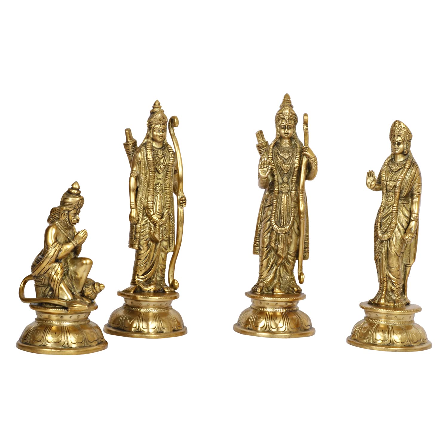 ARTVARKO Brass Ram Darbar Murti Lord Rama Laxman and Sita Religious God Statue Spiritual Home Decor Pooja Temple Shrine Home Décor 9 Inches