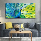 VIBECRAFTS Canvas Paintings for Living Room Drawing Room Colorful Peacock Canvas Wall Painting Fitted With Wooden Frame For Home | Office | Living Room | Gift (PTVCH_2488)