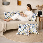 STITCHNEST 'Little Meadow Series' Tassled Cushion Cover | Set of 2 | Floral Cushion Cover 16 inch x 16 inch