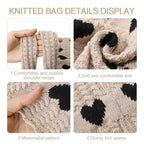 Zibuyu Crochet Tote Bag for Women, Soft Knit Shoulder Design, Beach Travel