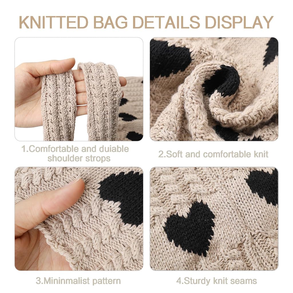 Zibuyu Crochet Tote Bag for Women, Soft Knit Shoulder Design, Beach Travel
