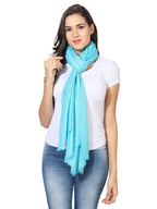 MUFFLY Fine Blended Ultra Soft & Warm Wool Silk Unisex Pashmina Shawl, Stole & Wrap with Hanger (Turquise)