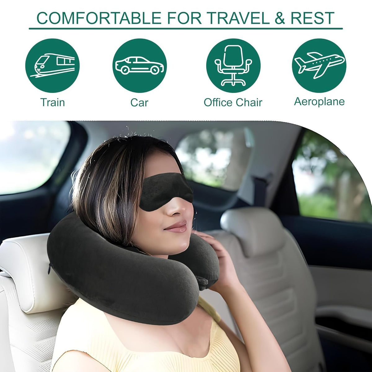 MY ARMOR Premium Eye Mask for Sleeping | Super Soft & Lightweight Sleep Mask with Adjustable Strap | Comfortable for Men & Women | Ideal for Travel, Nap & Meditation (Black)