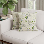 HUESLAND Premium Cotton Cushion Cover 16 inch x 16 inch | Decorative Square Throw Pillow Covers Set for Sofa, Living Room & Bedroom | Set of 2 | Green Leaf Floral