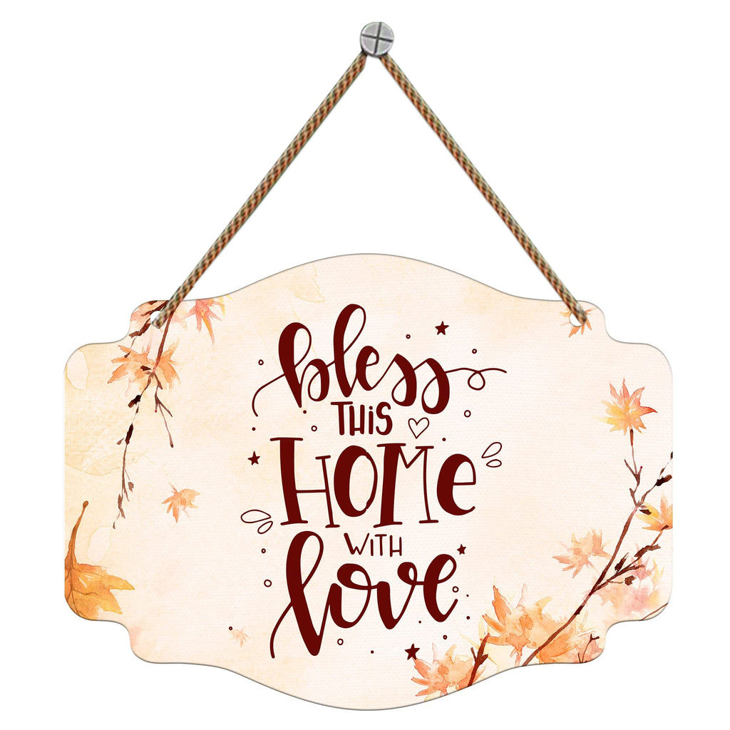 Artvibes Bless This Home with Love Wooden Wall Hanging Decoration Items for Home | Quotes Decor Item | Home Quotes Wall Hanging | Modern Decor Items | Wall Poster | Unique Gift Items (WH_3607N)