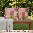 STITCHNEST 'Little Meadow Series' Tassled Cushion Cover | Set of 2 | Floral Cushion Cover 24 inch x 24 inch
