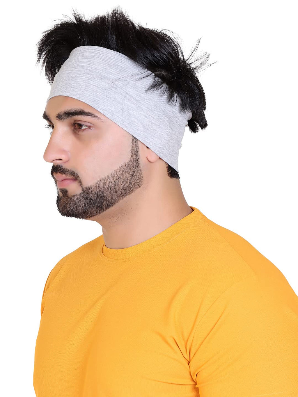 Gajraj Wide, Moisture Wicking and Non-Slip Exercise Workout Cotton Headband for Men and Women (Classic Grey)