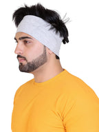 Gajraj Wide, Moisture Wicking and Non-Slip Exercise Workout Cotton Headband for Men and Women (Pack of 2) (Black-Light Grey)