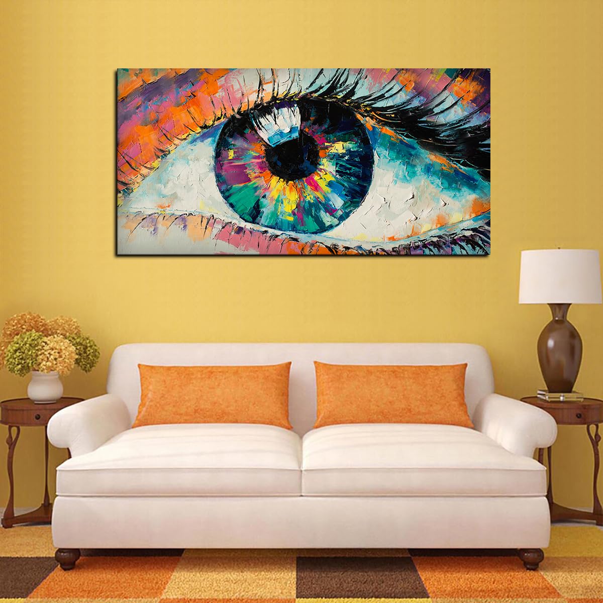 VIBECRAFTS Canvas Paintings for Living Room Drawing Room Canvas Wall Painting of Human Eye for Home|Office|Gift(PTVCH_2393NV)(48 x 24 Inches)