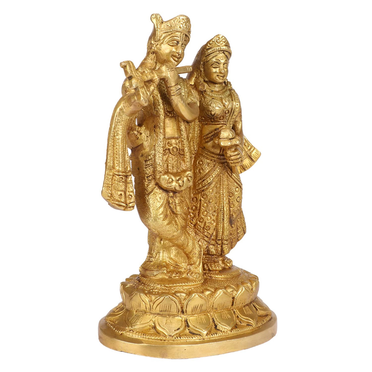 SVARUP Brass Radha Krishna Murti in Gold Color Height 7 Inch