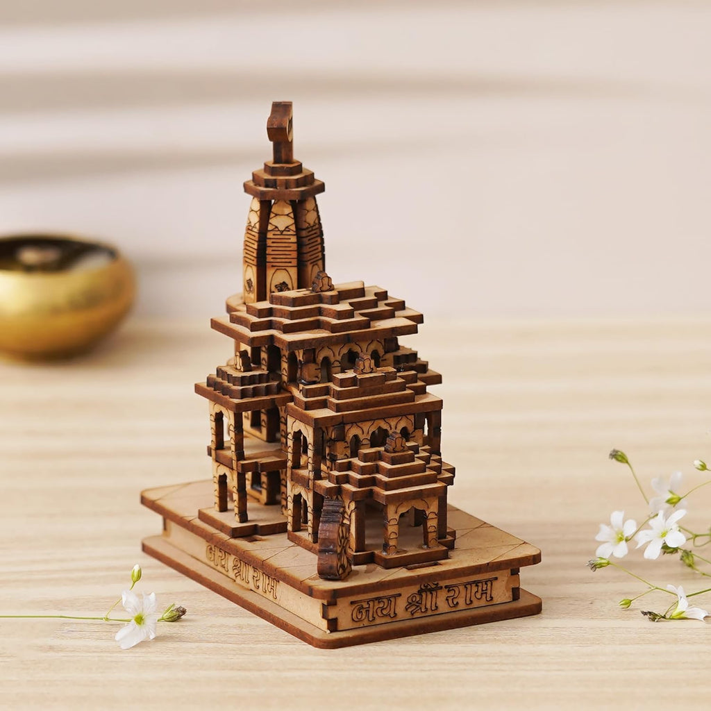 GANGTARANG® Ram Mandir 3D Wood Temple Exact Model, Wood Colour
